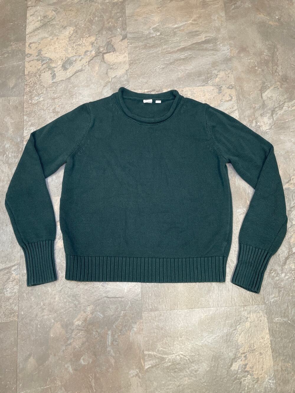 Gap Roll Neck Chunky Fisherman Sweater Sz XS Green Preppy 90s Style 100% Cotton